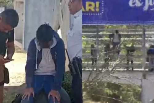 Video: Policía de Metepec logra rewscatar a joven que pretendía lanzarse de una estructura metálica